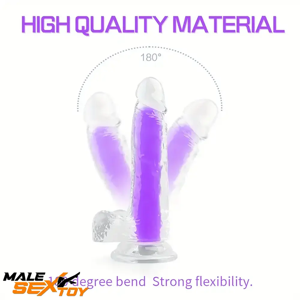 7.08in 8.07in TPE Double Layer Glow-in-the-dark Real Clear Cock Dildo Male Sex Toy