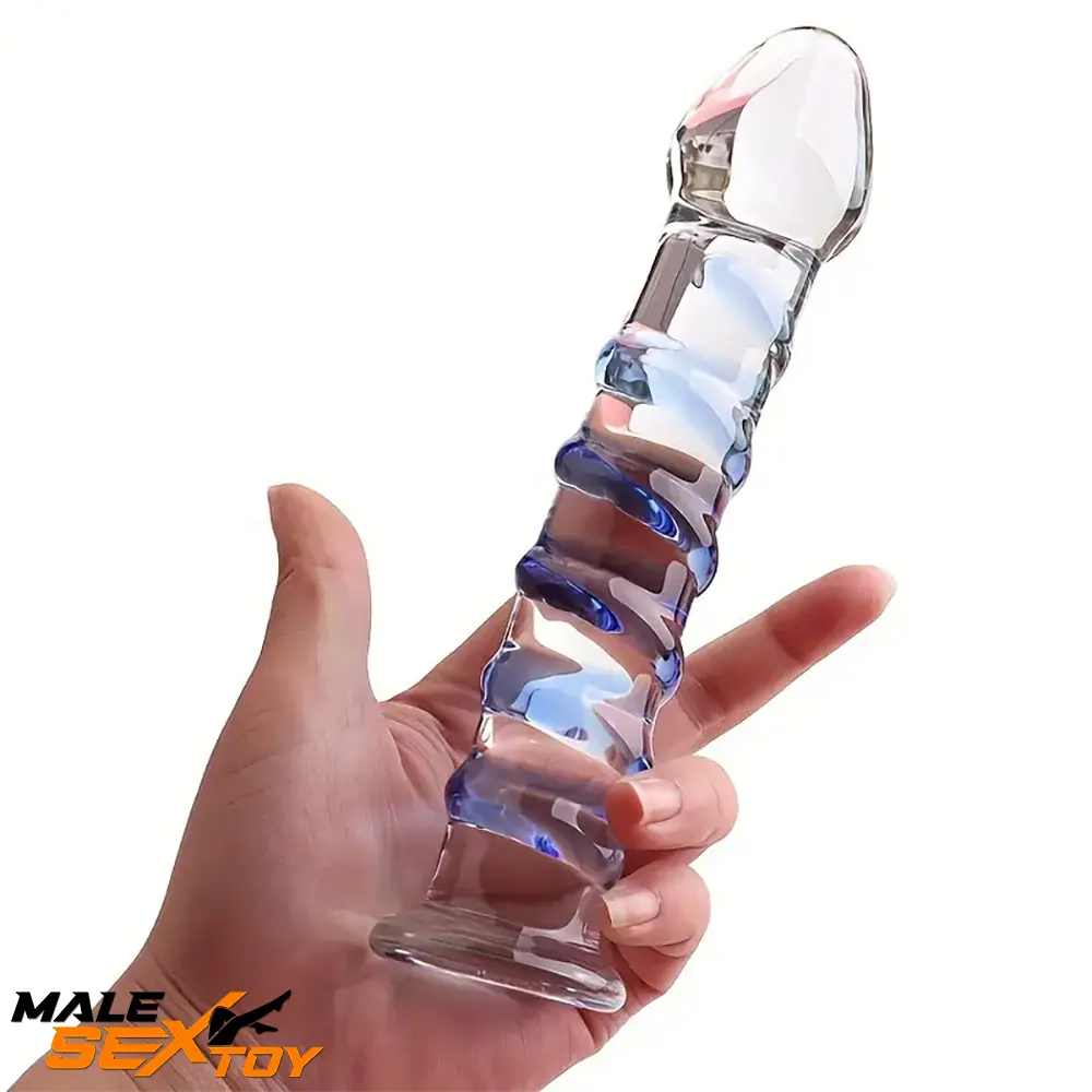 6.9in Clear Spiked Spiral Glass Dildo For Anal Vaginal Stimulation Sex Male Sex Toy