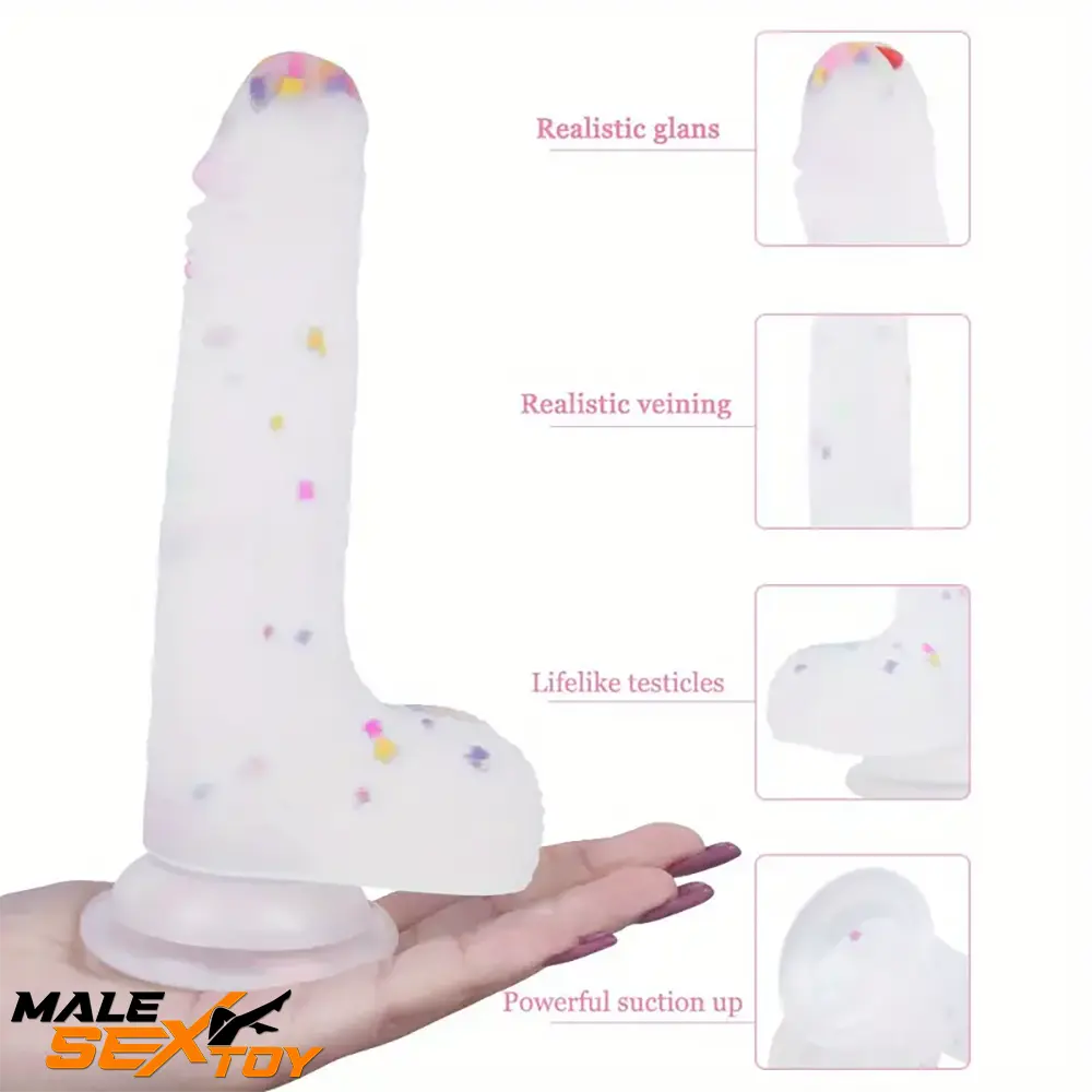 7.8in Realistic Confetti Silicone Soft Dildo For Anus Vaginal Sex Toy Male Sex Toy