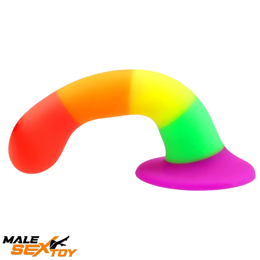6.89in Colorful Silicone Soft Rainbow Dildo For Anal Female Stimulation Male Sex Toy
