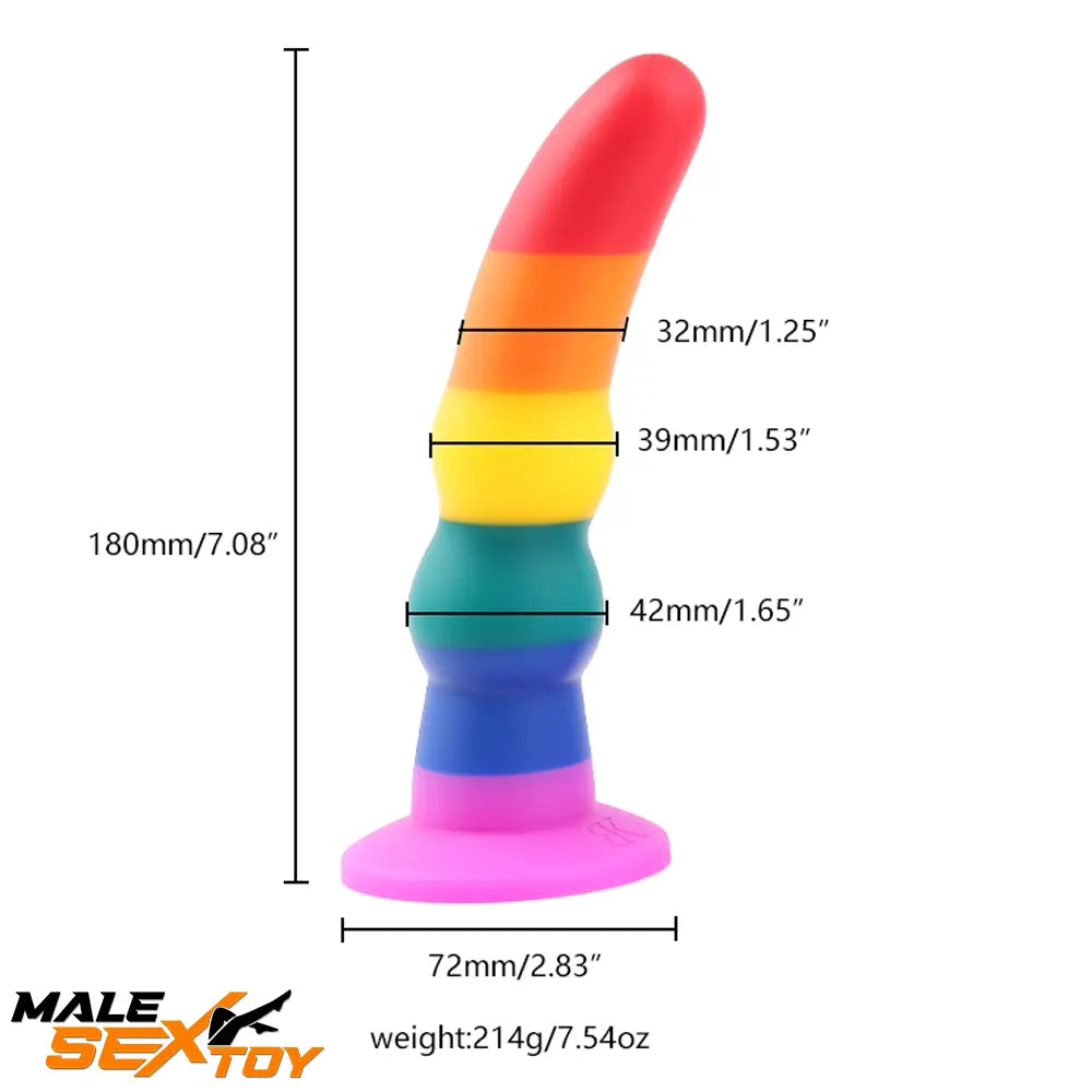 5.11in 6.1in 7.08in Silicone Rainbow Flexible Dildo For Gay LGBT Female Male Sex Toy