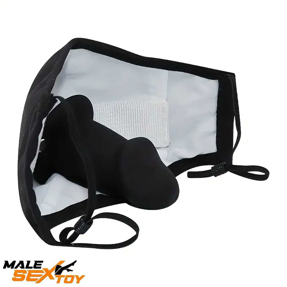 3.11in Wearable Mouth Face Mask Black Mini Dildo For BDSM Flirting Male Sex Toy