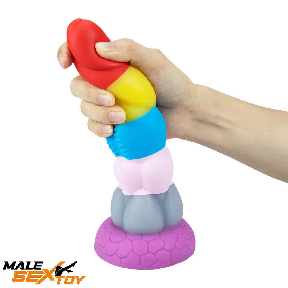 8.66in Silicone Rainbow Soft Big Dildo For Gay LGBT Vaginal Love Male Sex Toy