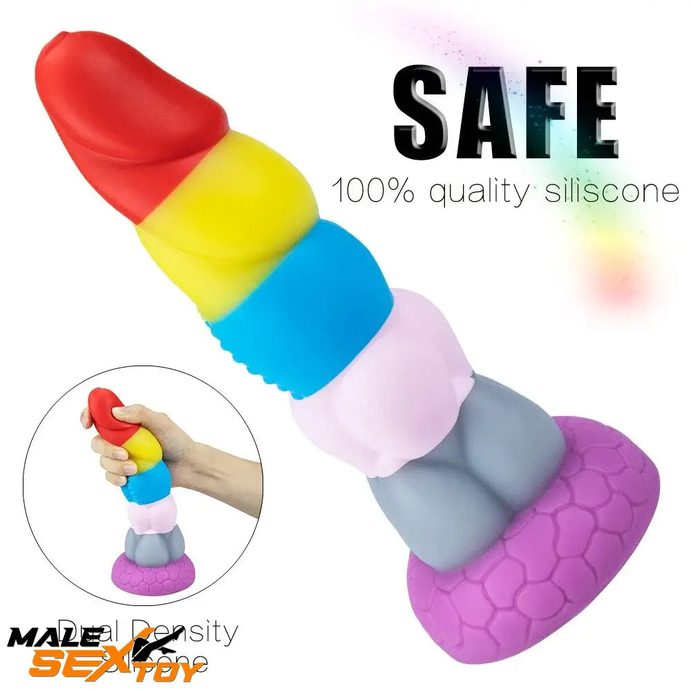 8.66in Silicone Rainbow Soft Big Dildo For Gay LGBT Vaginal Love Male Sex Toy