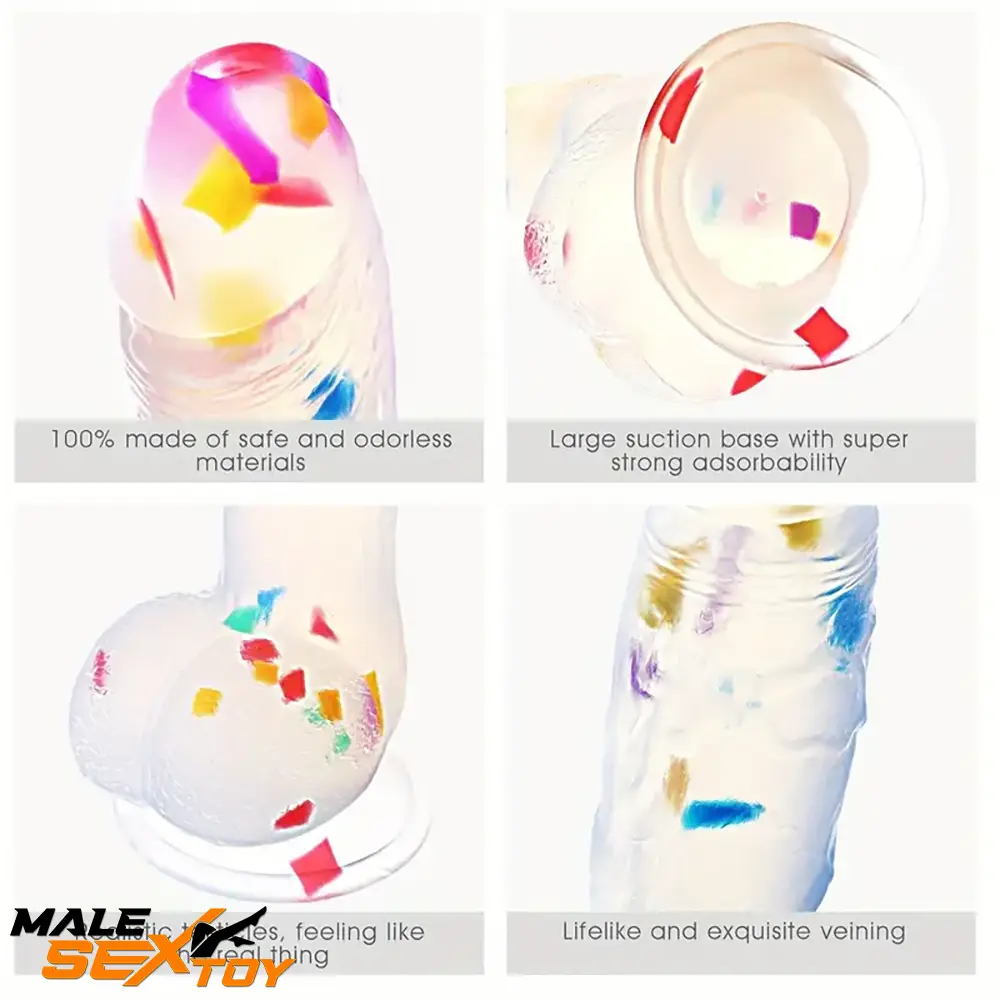 7.8in Realistic Confetti Silicone Soft Dildo For Anus Vaginal Sex Toy Male Sex Toy