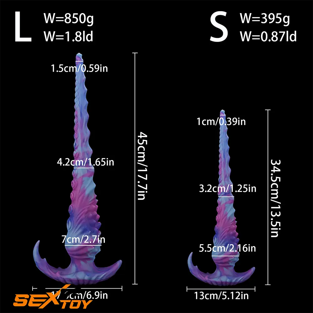 13.5in 17.7in Fantasy Big Long Octopus Tentacle Silicone Soft Real Dildo Male Sex Toy