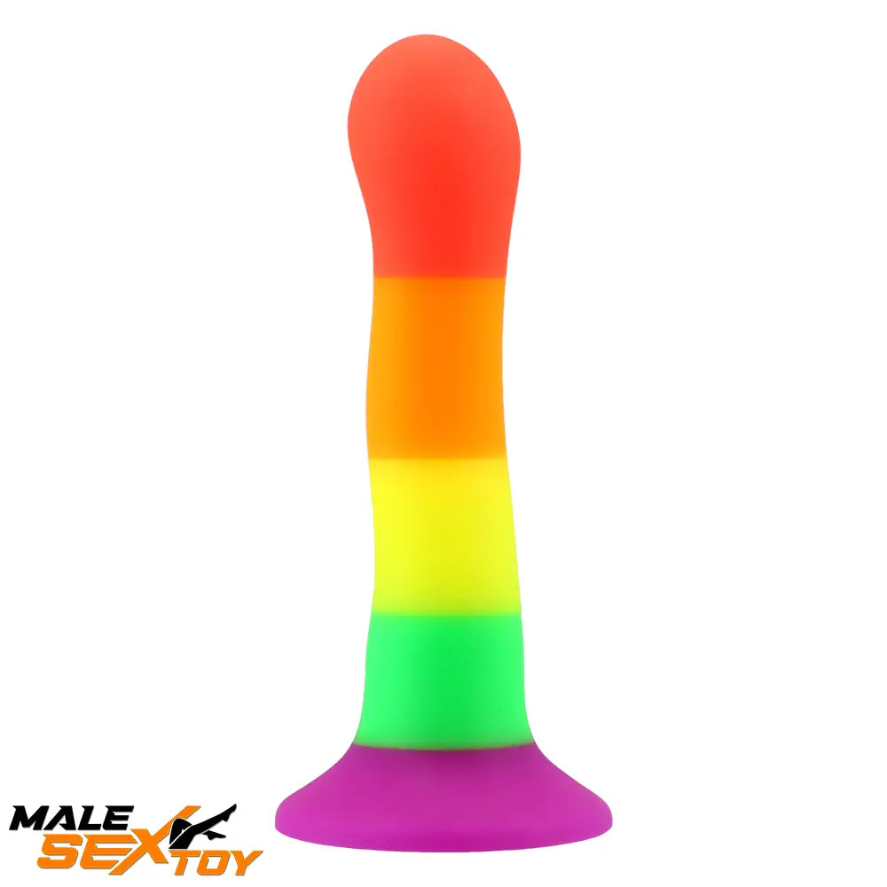 6.89in Colorful Silicone Soft Rainbow Dildo For Anal Female Stimulation Male Sex Toy