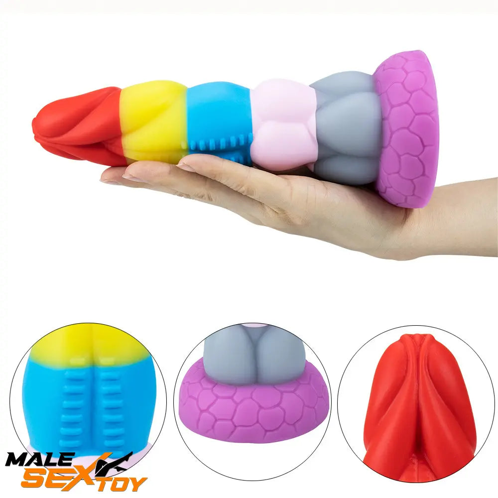 8.66in Silicone Rainbow Soft Big Dildo For Gay LGBT Vaginal Love Male Sex Toy