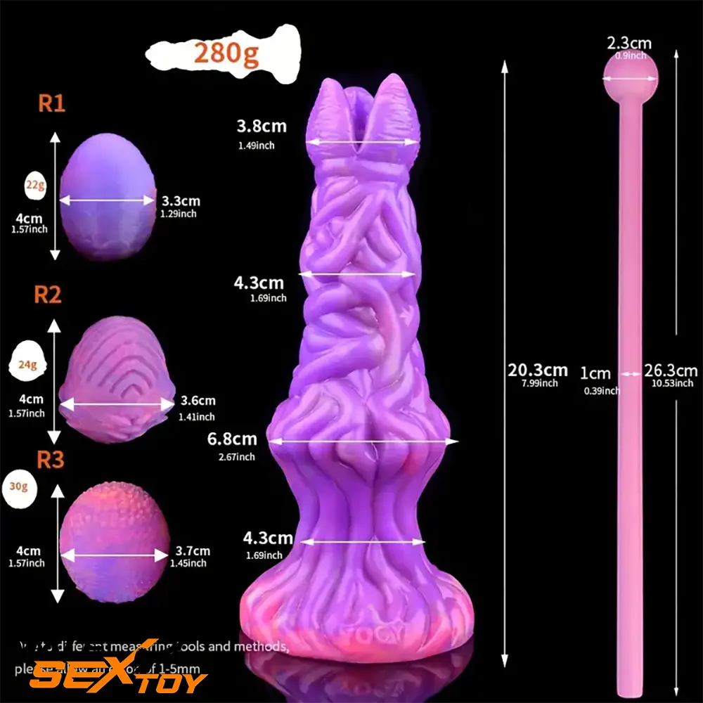 7.99in Luminous Ovipositor Silicone Dildo For Anal Vaginal Sex Love Male Sex Toy