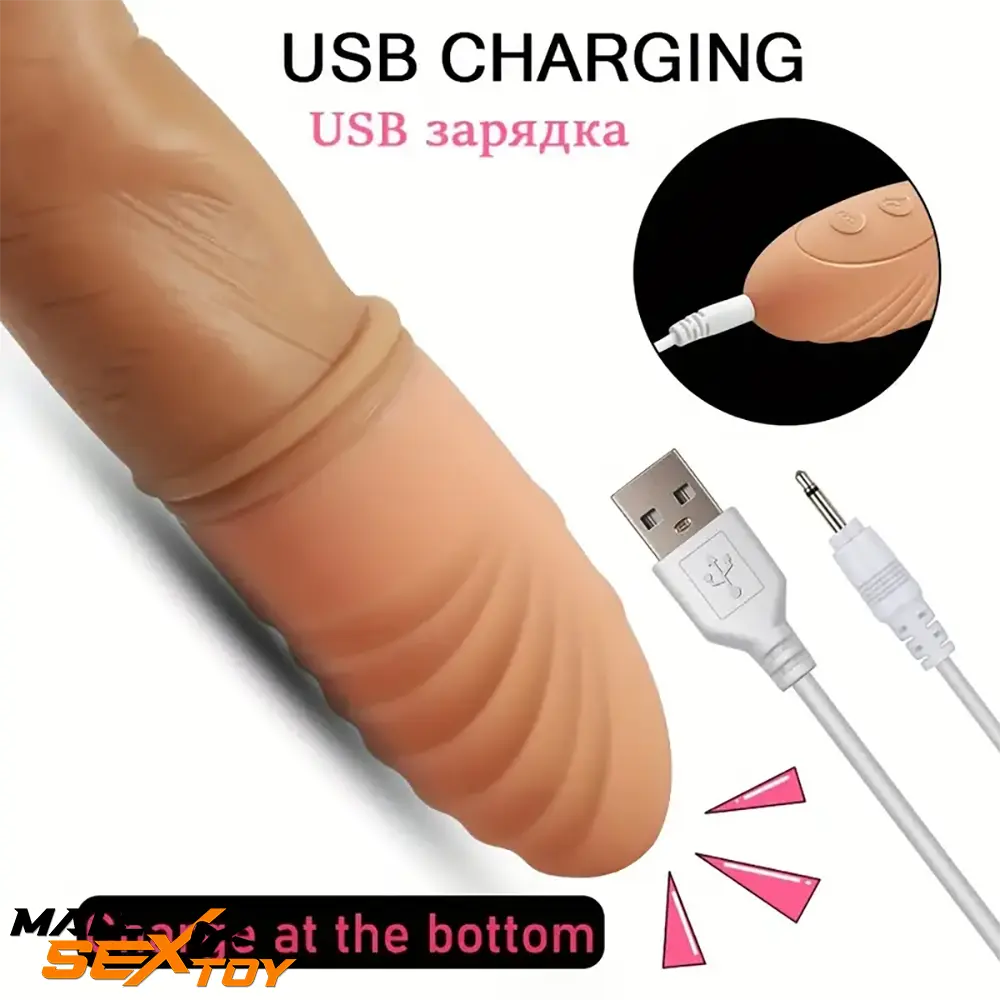 8.78in Vibrating Heating Finger Big Automatic Dildo For G Spot Female Male Sex Toy