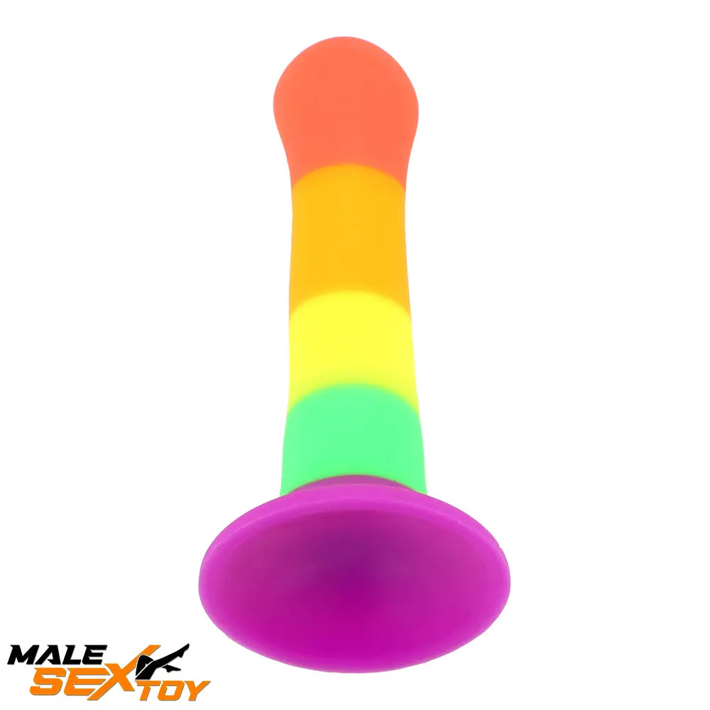 6.89in Colorful Silicone Soft Rainbow Dildo For Anal Female Stimulation Male Sex Toy