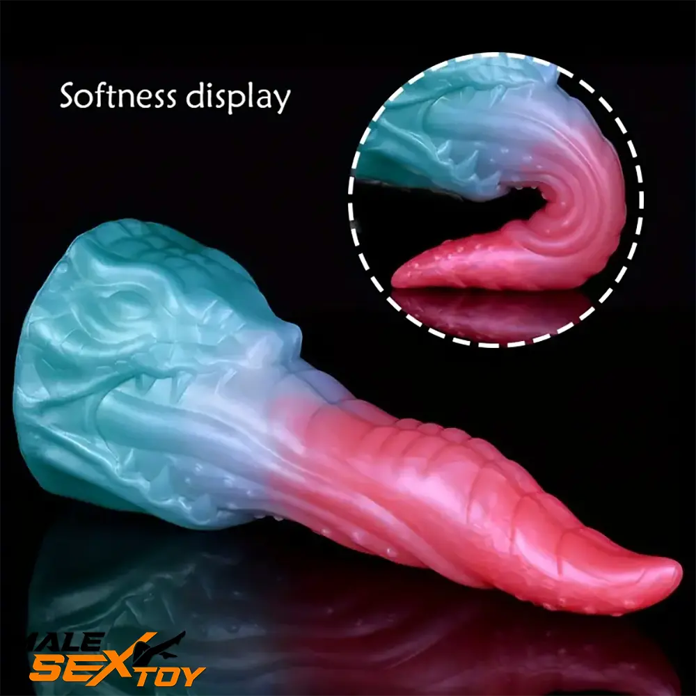8.18in Dragon Monster Real Silicone Soft Dildo Penis Anal Masturbation Male Sex Toy