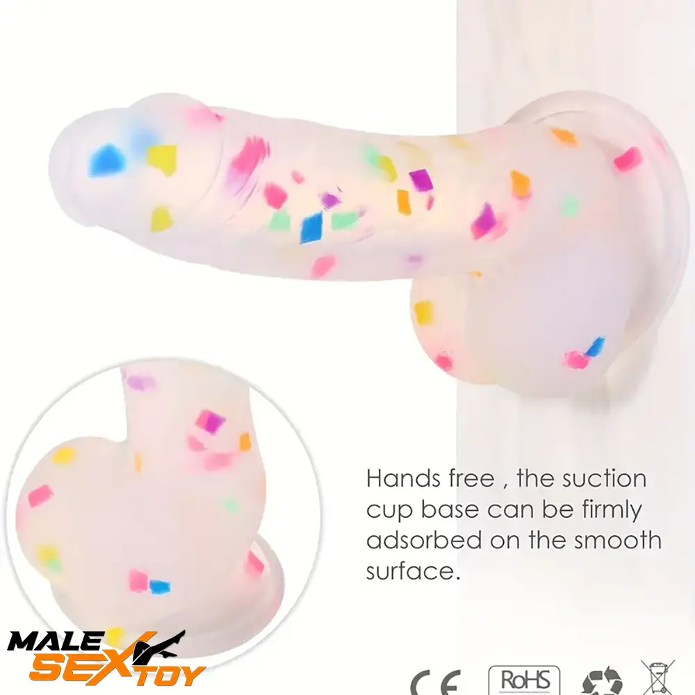 7.8in Realistic Confetti Silicone Soft Dildo For Anus Vaginal Sex Toy Male Sex Toy
