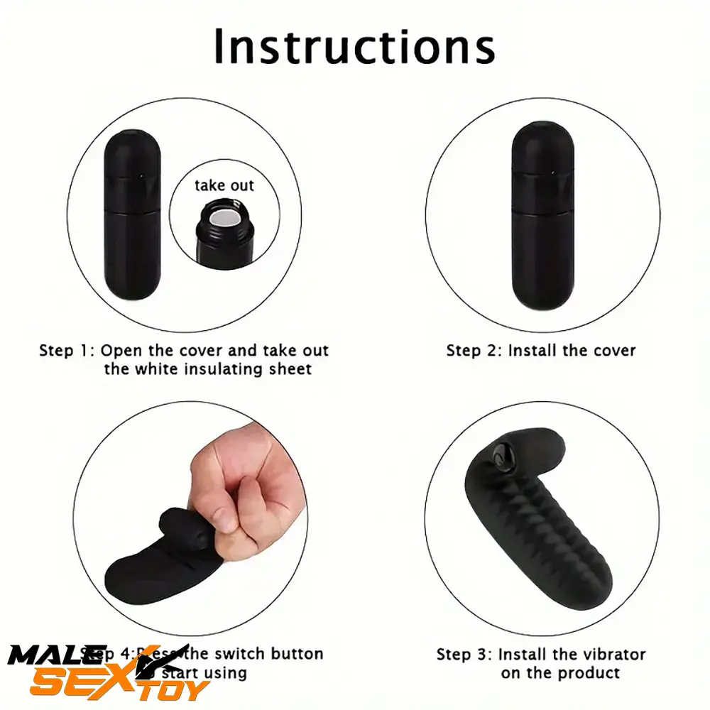 3.74in Mini Finger Black Vibrating Dildo With Bullet Penis Toy Vibrator Male Sex Toy