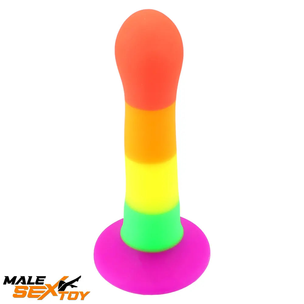 6.89in Colorful Silicone Soft Rainbow Dildo For Anal Female Stimulation Male Sex Toy