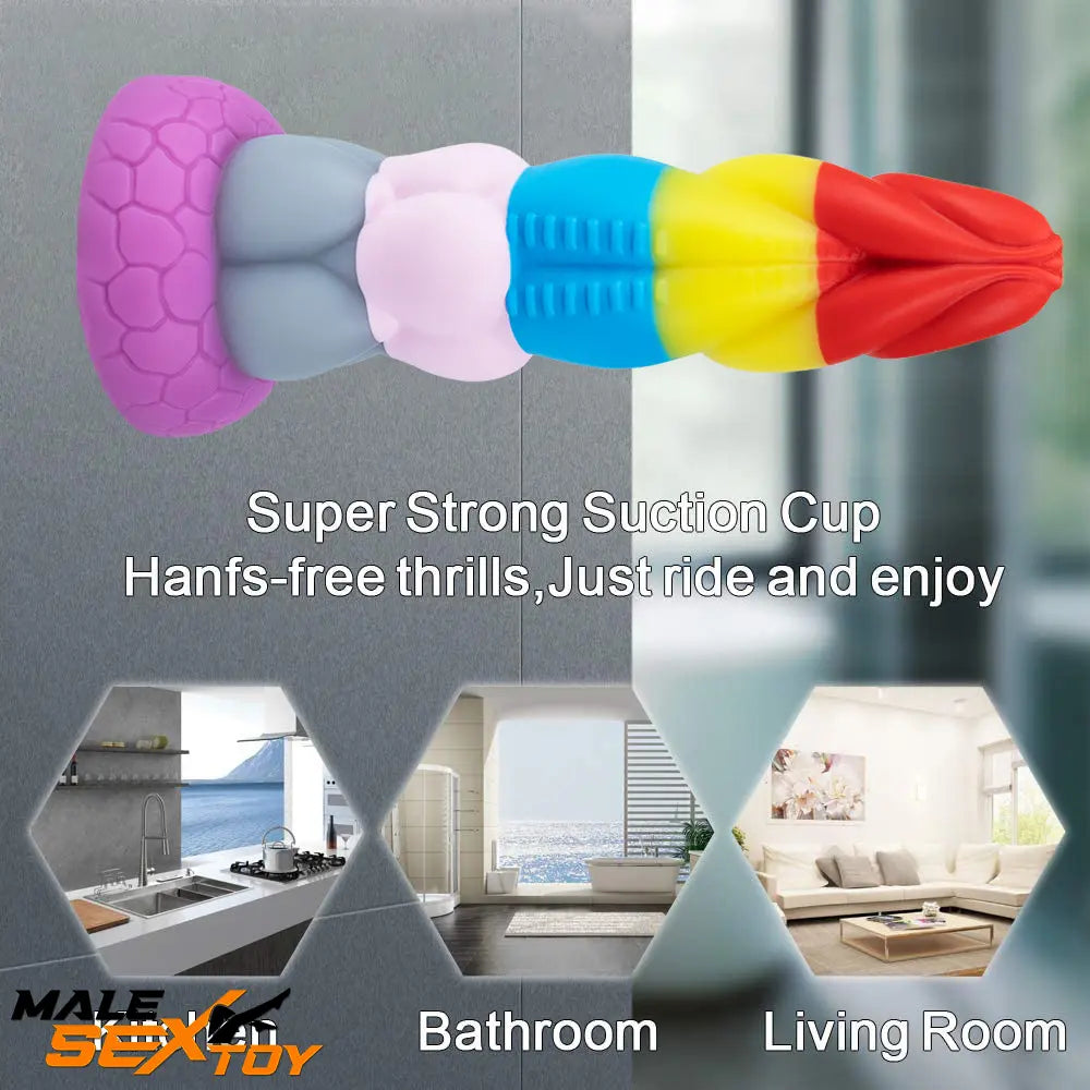 8.66in Silicone Rainbow Soft Big Dildo For Gay LGBT Vaginal Love Male Sex Toy