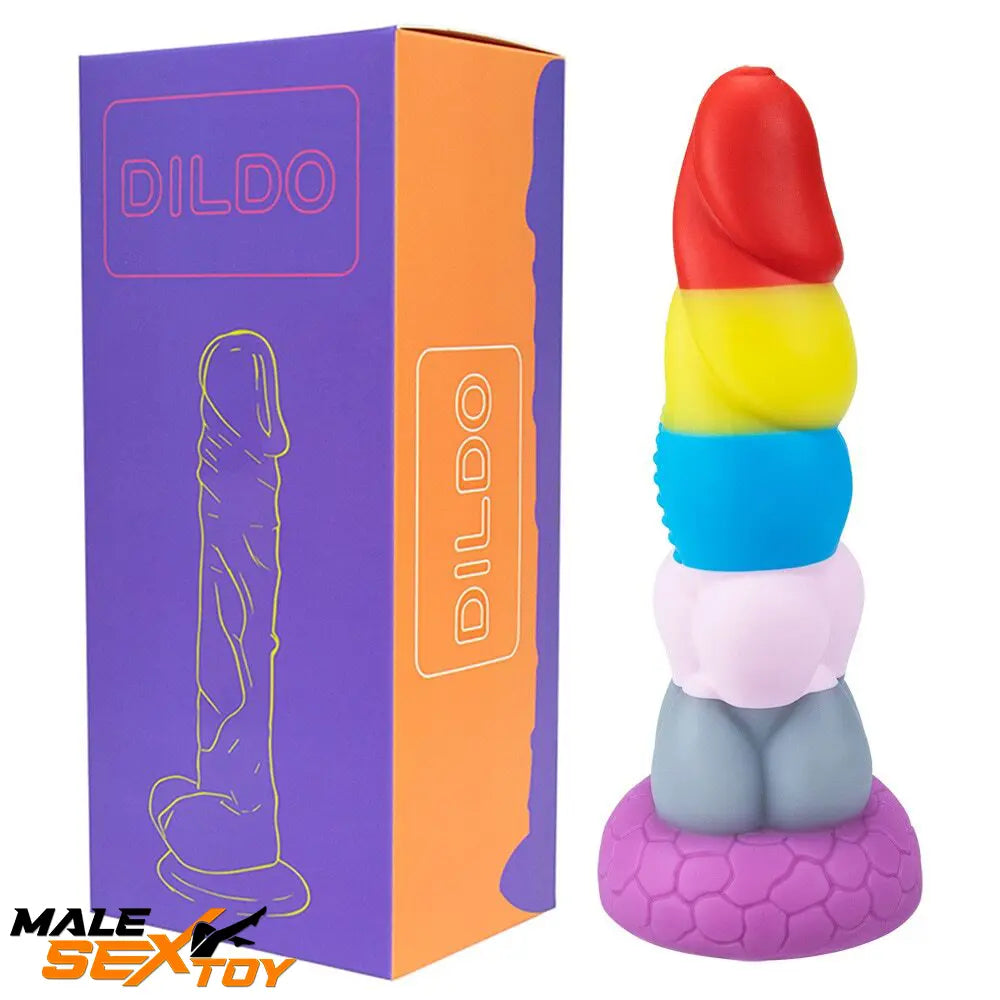 8.66in Silicone Rainbow Soft Big Dildo For Gay LGBT Vaginal Love Male Sex Toy
