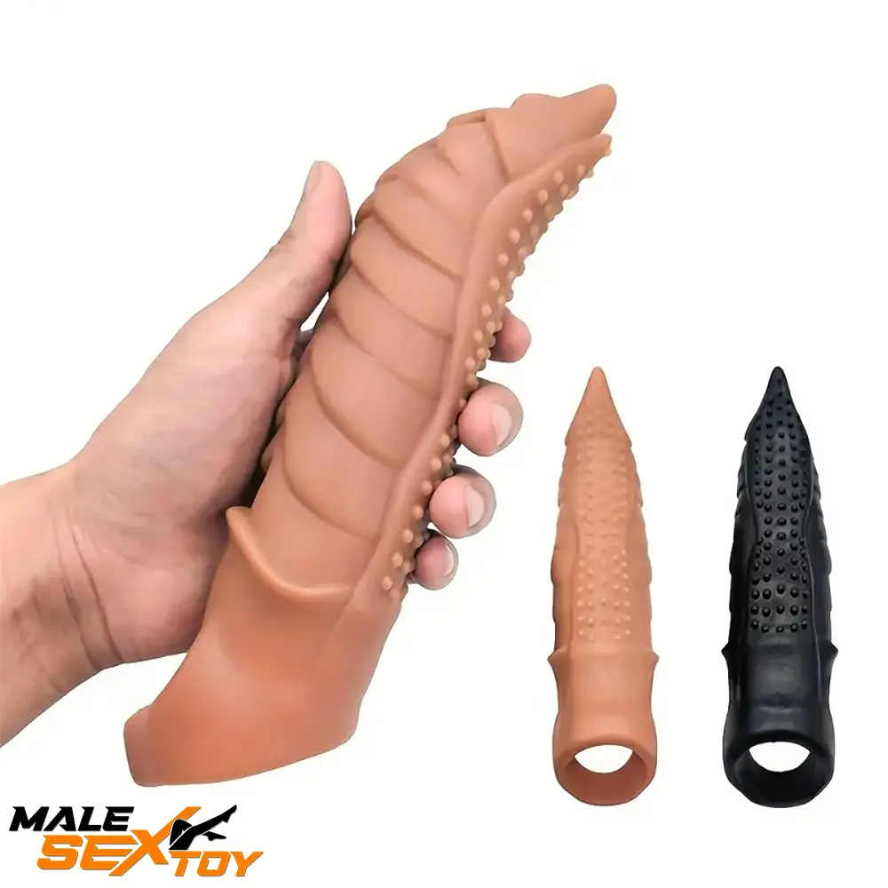 8.66in Wolf Head Silicone Cock Sleeve Big Dildo BDSM Female Sex Toy Male Sex Toy