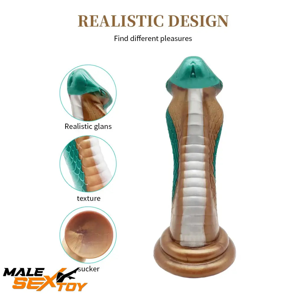 9.06in Silicone Soft Big Fantasy Snake Curved Dildo For Animal Love Male Sex Toy