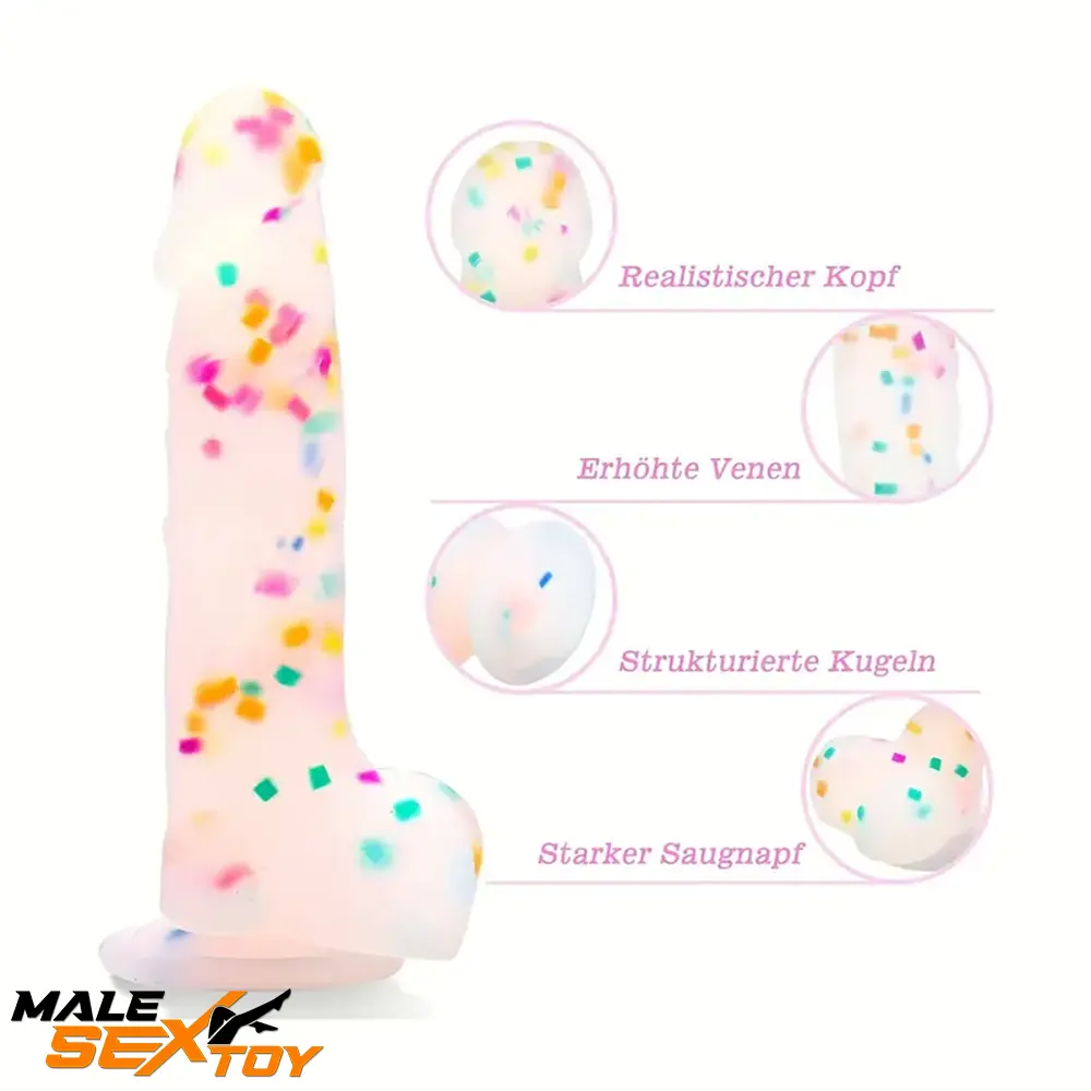 7.8in Realistic Confetti Silicone Soft Dildo For Anus Vaginal Sex Toy Male Sex Toy