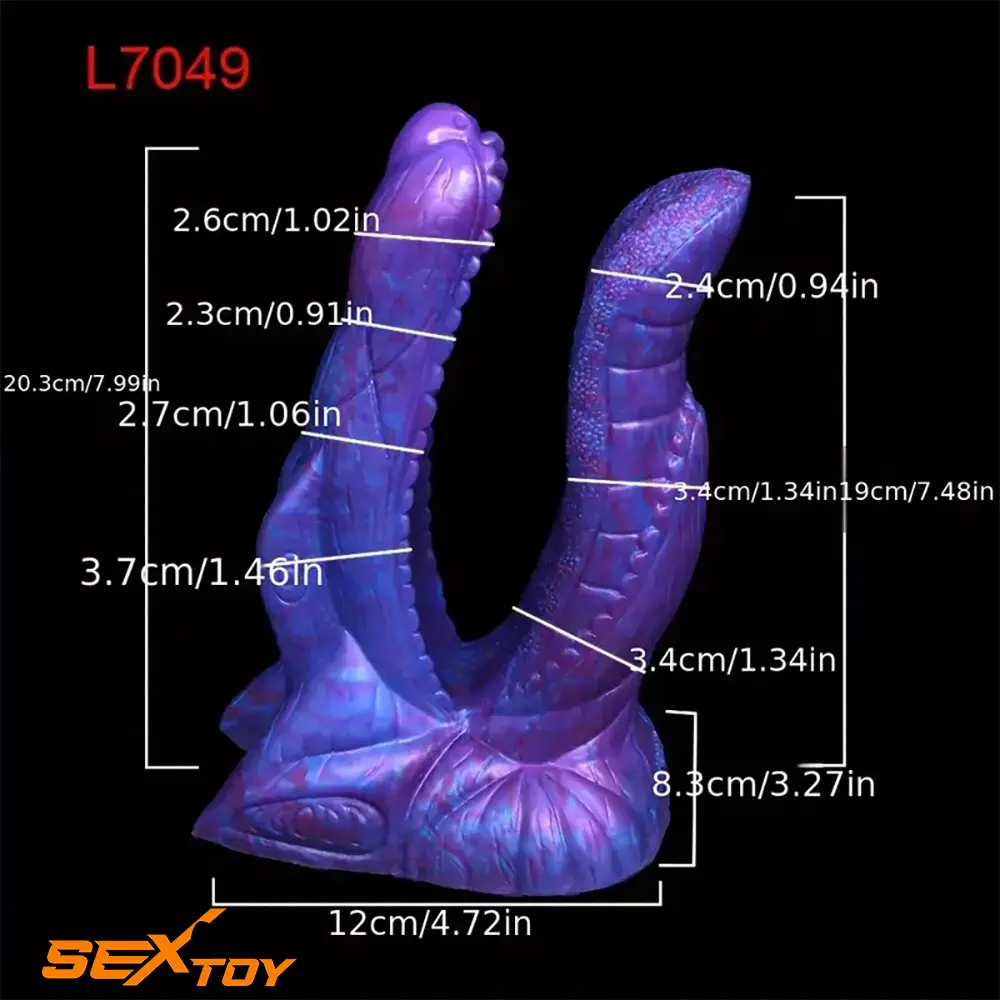 7.36in 7.99in 8.07in U-shaped Double-headed Monster Cock Dildo Male Sex Toy