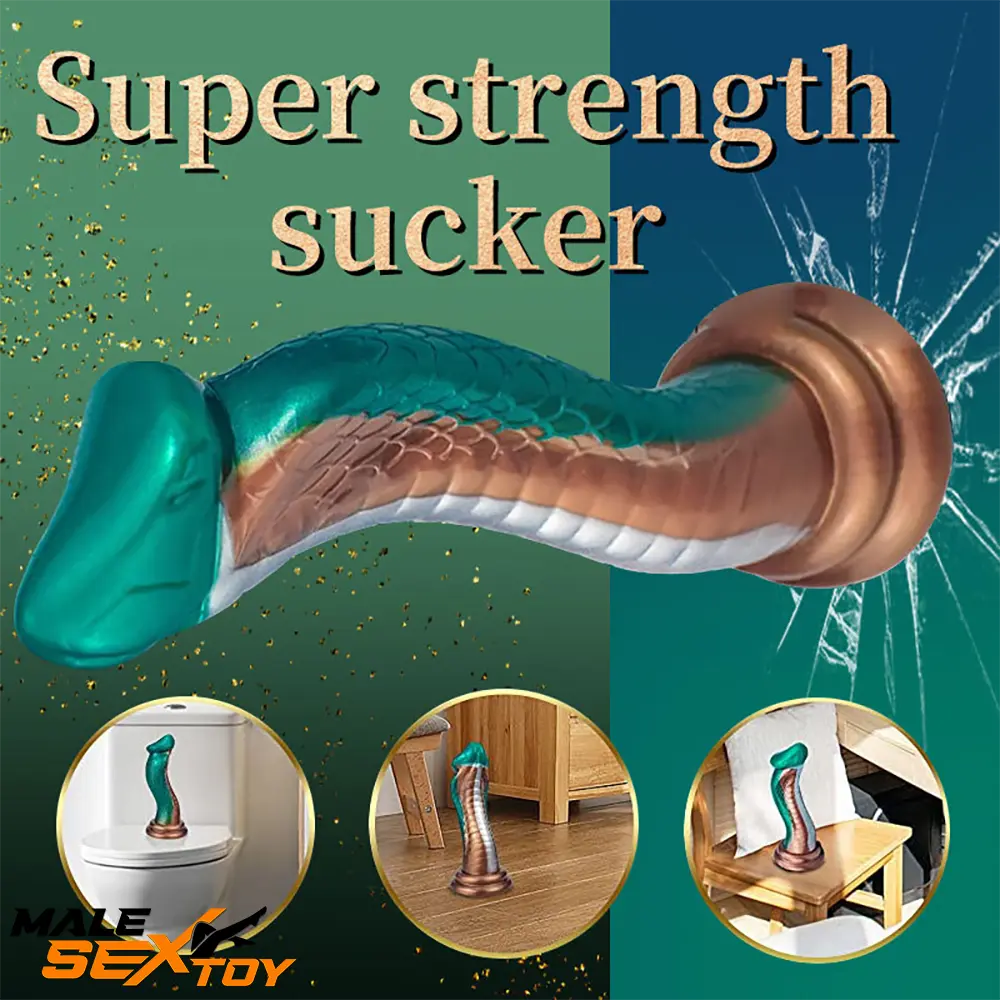 9.06in Silicone Soft Big Fantasy Snake Curved Dildo For Animal Love Male Sex Toy