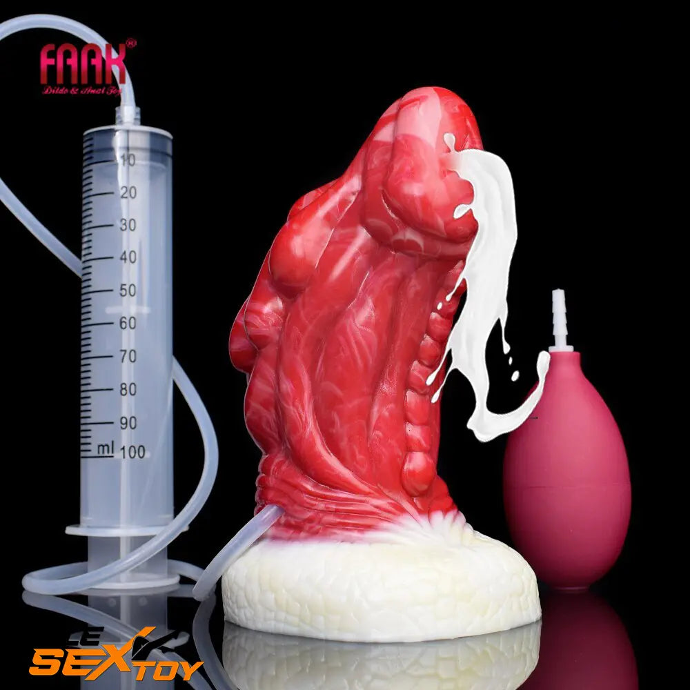 6.5in Fantasy Monster Silicone Thick Dragon Ejaculating Women Dildo Male Sex Toy
