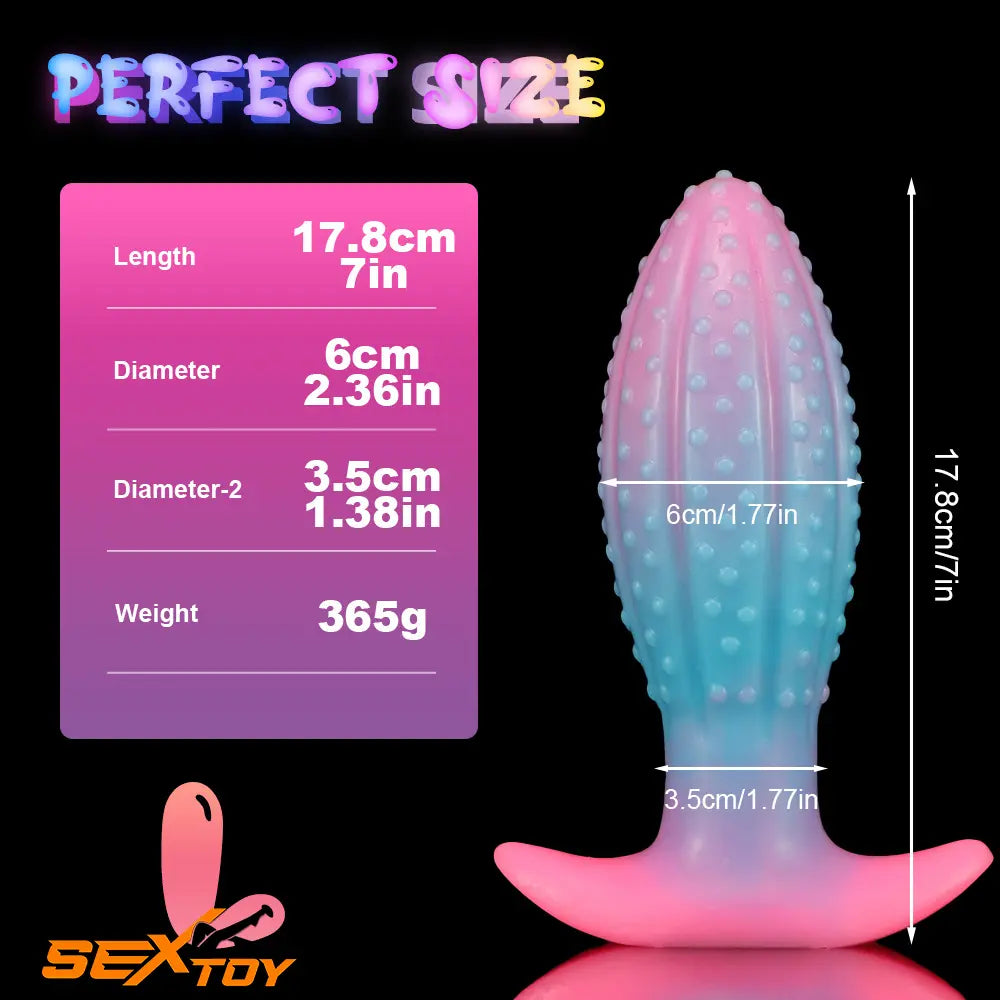 4.5in 5.67in 7.6in Silicone Soft Fluorescent Luminous Anal Plug Dildo Male Sex Toy