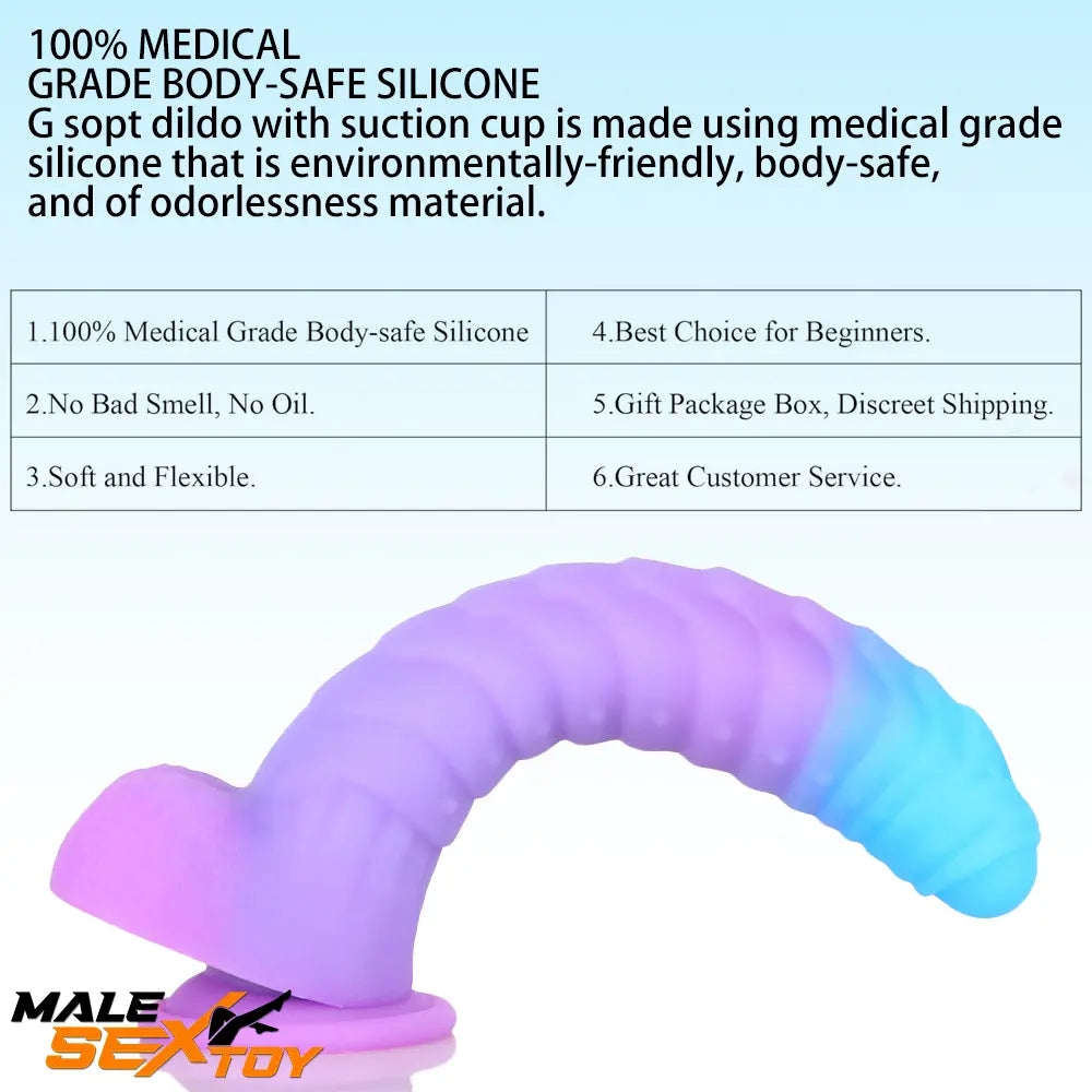 8.15in 9.06in Mixed Color Silicone Gradient Big Soft Odd Scale Dildo Male Sex Toy