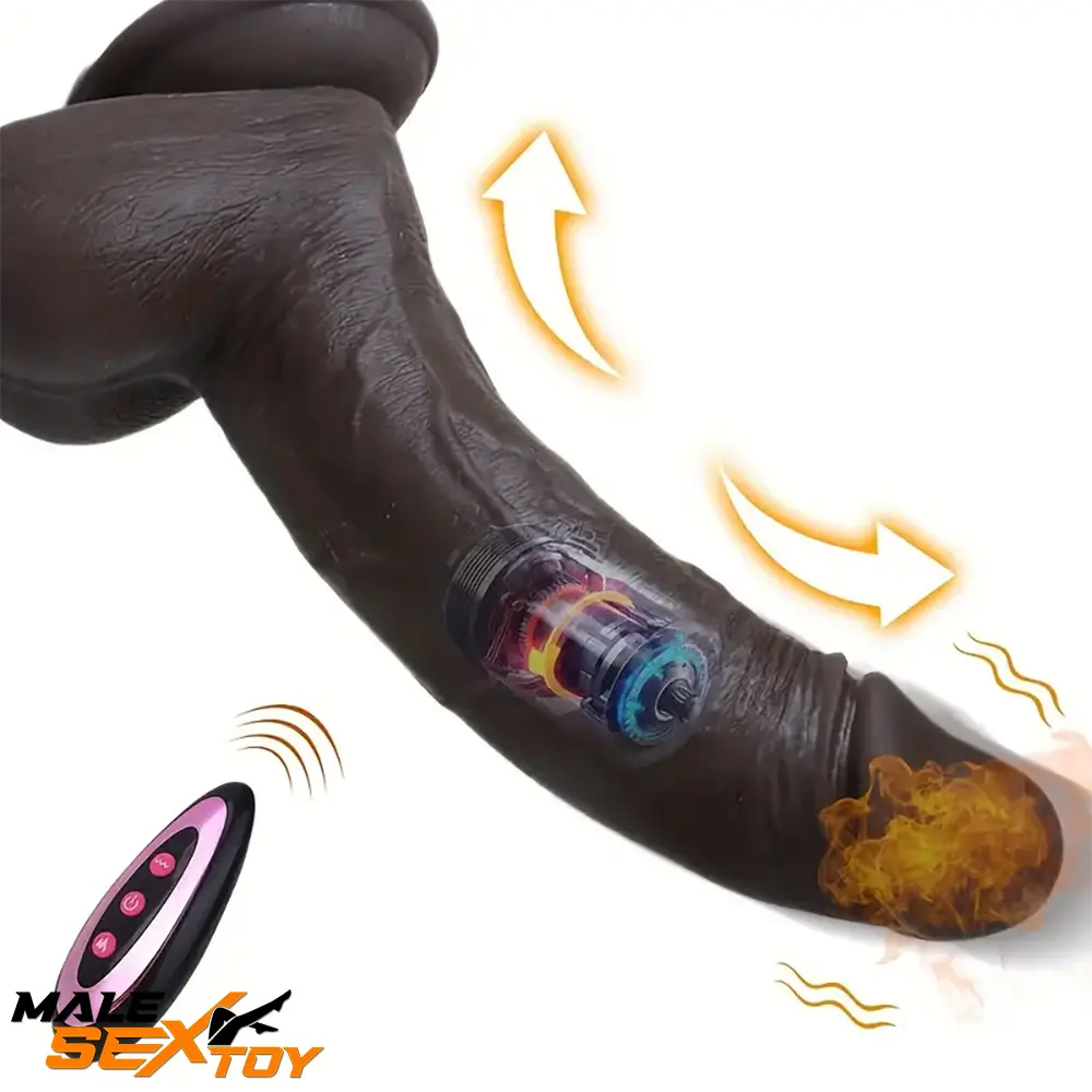 8.66in Usb Powered 10 Vibrating 9 Thrusting Remote Silicone Real Dildo Male Sex Toy