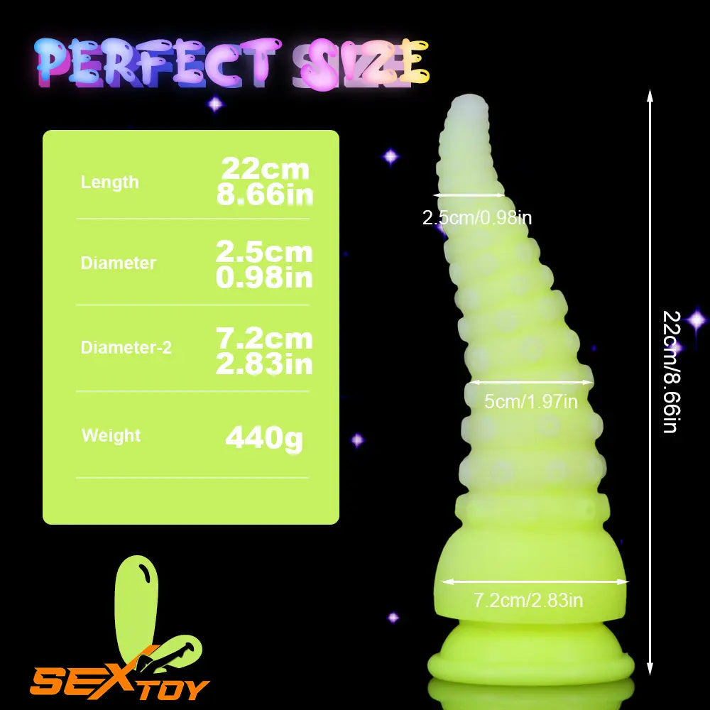 6.42in 7.48in 8.66in Fluorescent Octopus Tentacle Soft Dildo Dilator Male Sex Toy