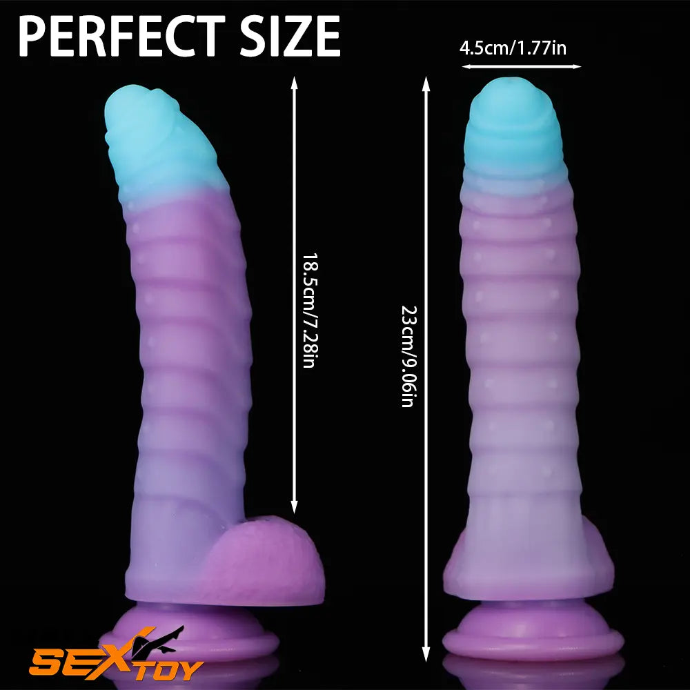 8.15in 9.06in Mixed Color Silicone Gradient Big Soft Odd Scale Dildo Male Sex Toy
