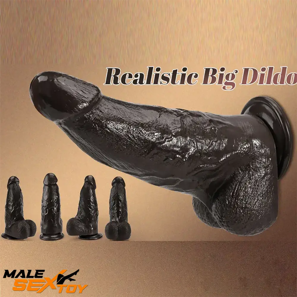 9.84in Superb Skin Sensation Real Thick Ebony Dildo Vaginal Dilator Male Sex Toy