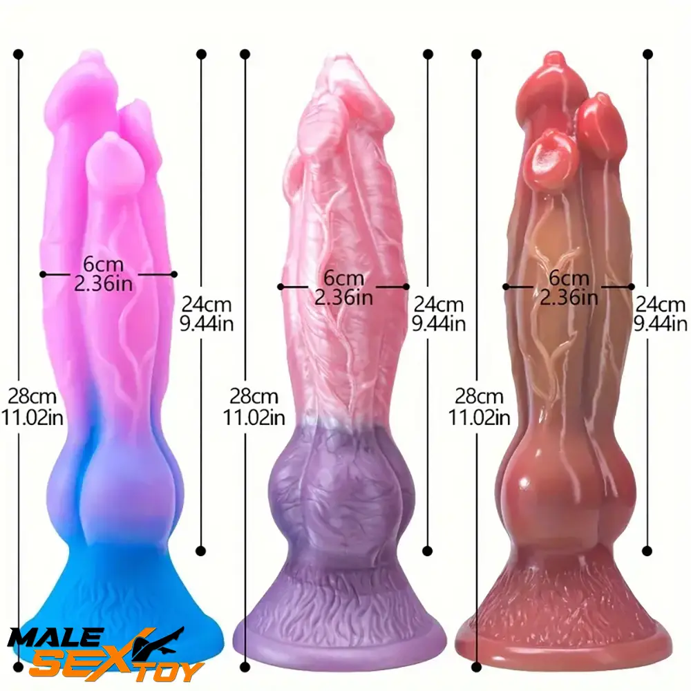 9.44in Colorful Silicone Flexible Fantasy Dog Dildo For BDSM Sex Toy Male Sex Toy