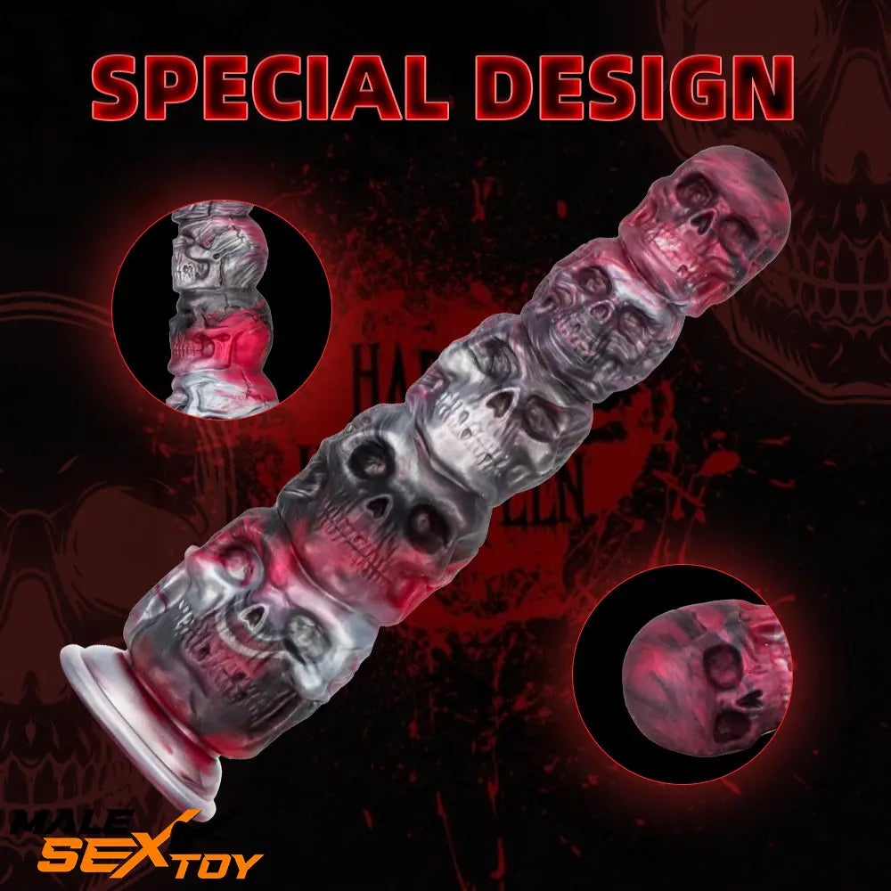 8.66in 11.85in 7.87in 11.02in Pumpkin Skull Silicone Dildo For Halloween Male Sex Toy