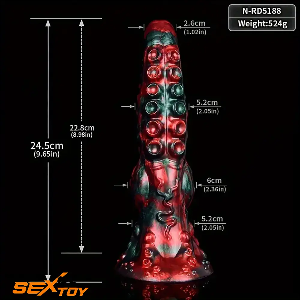 9.65in Silicone Big Soft Thick Tentacle Octopus Monster Knot Dildo Male Sex Toy
