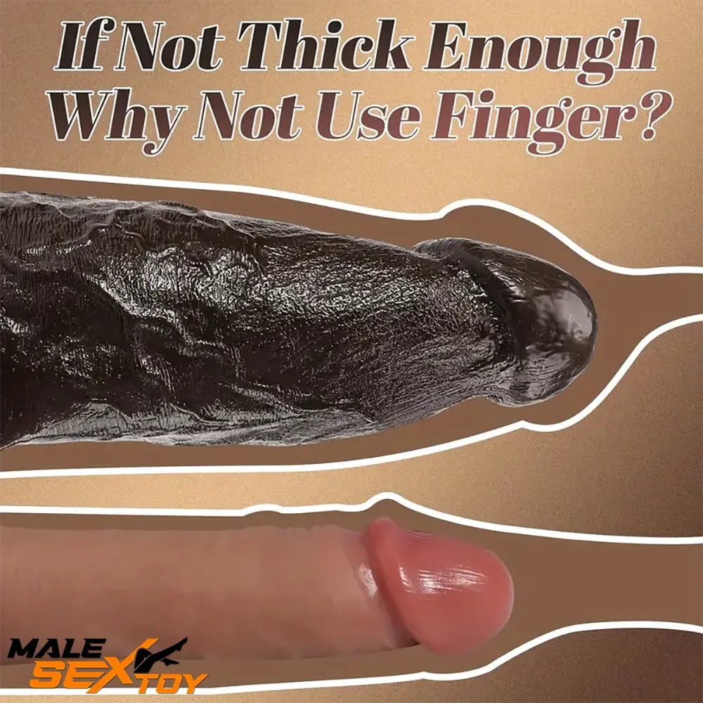 9.84in Superb Skin Sensation Real Thick Ebony Dildo Vaginal Dilator Male Sex Toy