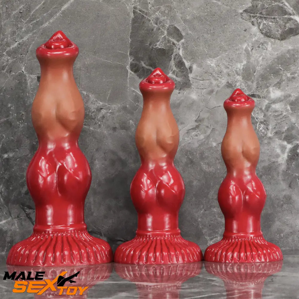 6.69in 7.48in 9.06in Silicone Fantasy Animal Dog Soft Cock Knot Dildo Male Sex Toy