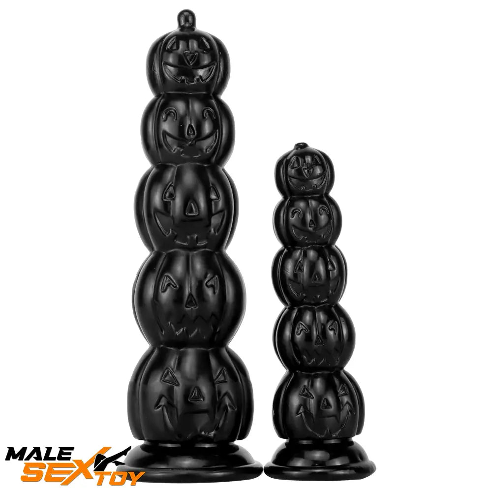 8.668in 11.86in 7.87in 11.02in Pumpkin Skull Odd Head Big Black Dildo Male Sex Toy