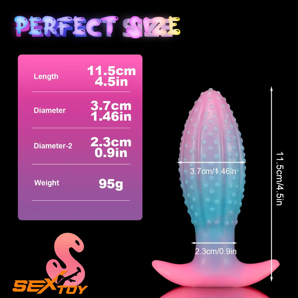 4.5in 5.67in 7.6in Silicone Soft Fluorescent Luminous Anal Plug Dildo Male Sex Toy
