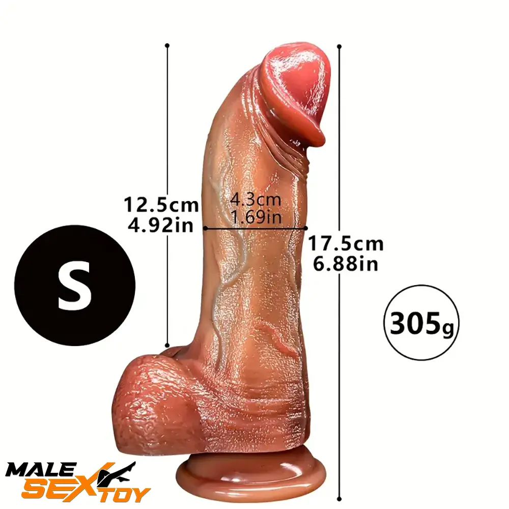 6.88in 8.07in Real Looking Silicone Flexible Dildo For Anal Clit Dilator Male Sex Toy