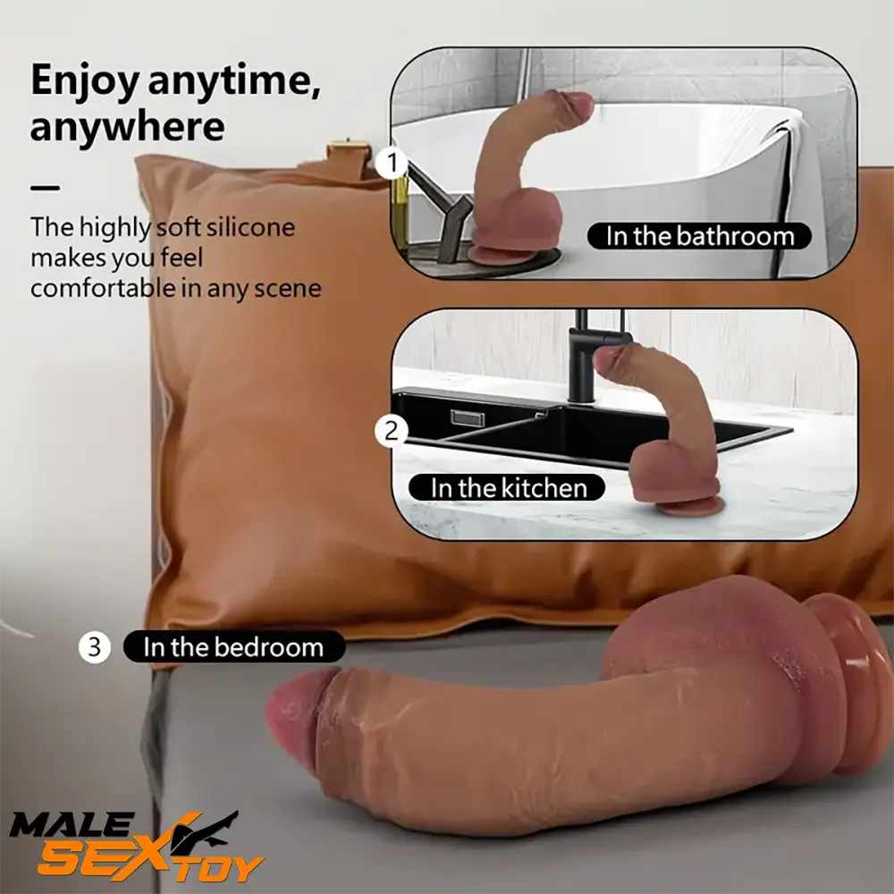 10.82in Extra Soft Silicone Big Curved Real Dildo For G Spot Simulation Male Sex Toy