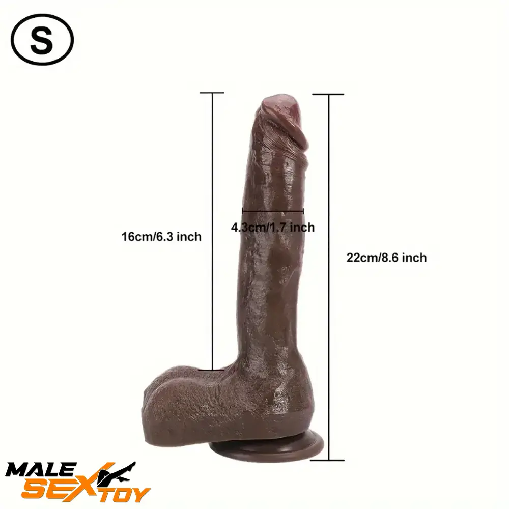 8.6in 10.43in Real Silicone Ebony Soft Big Dildo With Veined Shaft Male Sex Toy