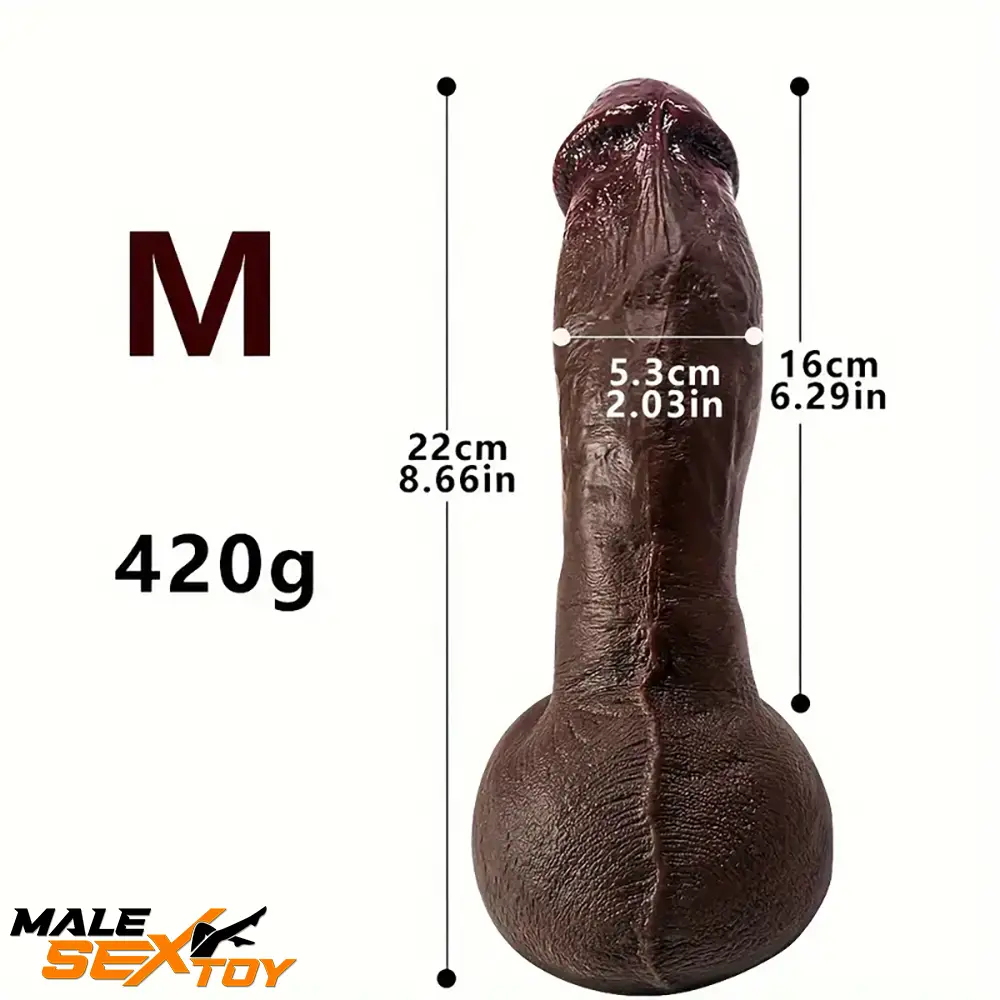8.07in 8.66in 9.44in Ebony Silicone Soft Big Dildo Female Masturbator Male Sex Toy