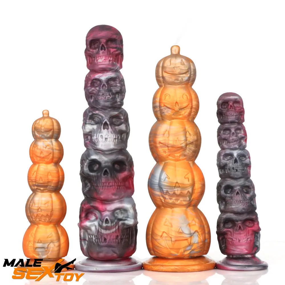 8.66in 11.85in 7.87in 11.02in Pumpkin Skull Silicone Dildo For Halloween Male Sex Toy