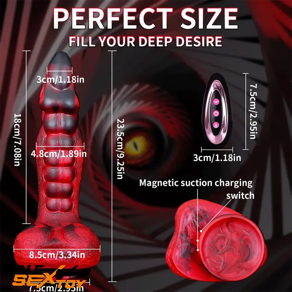 9.25in Retractable Heating Remote Control Vibrating Electric Dildo Male Sex Toy