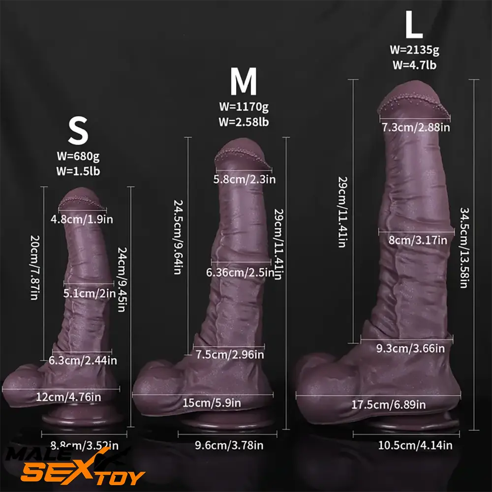 9.45in 11.41in 13.58in Liquid Silicone Animal Horse Realistic Penis Dildo Male Sex Toy