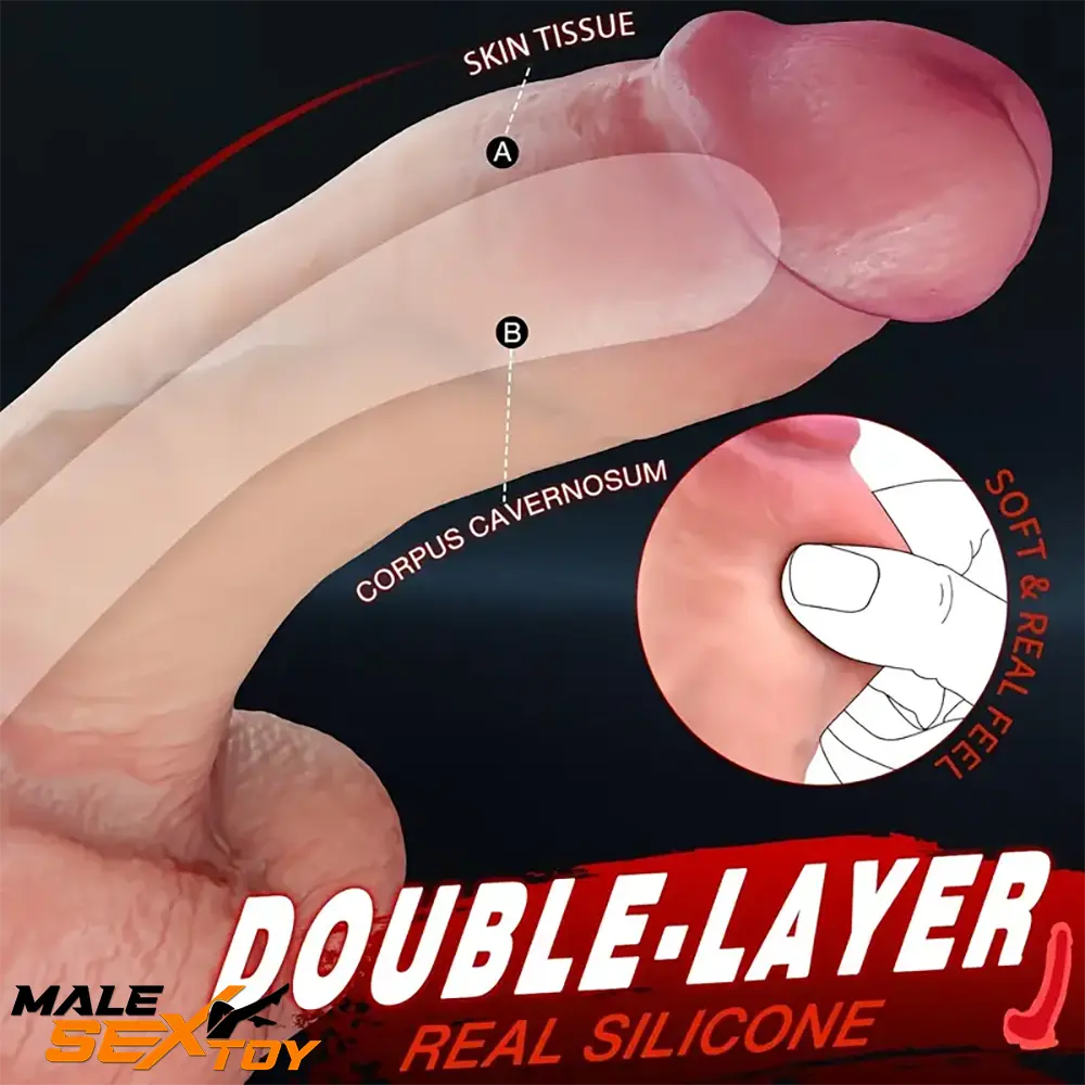 8.7in Soft Sensation Real Silicone Dual Layer Dildo Vaginal Dilator Male Sex Toy