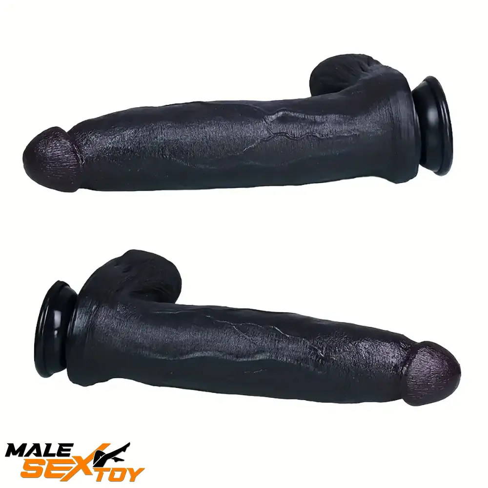 12.2in 13.4in Real Looking Silicone Big Long Flexible Ebony Dildo Toy Male Sex Toy