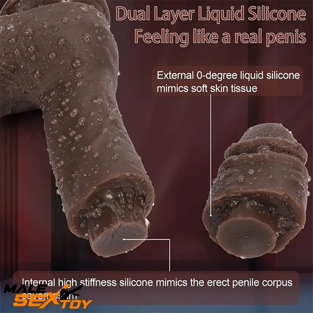 8.6in 10.43in Real Silicone Ebony Soft Big Dildo With Veined Shaft Male Sex Toy